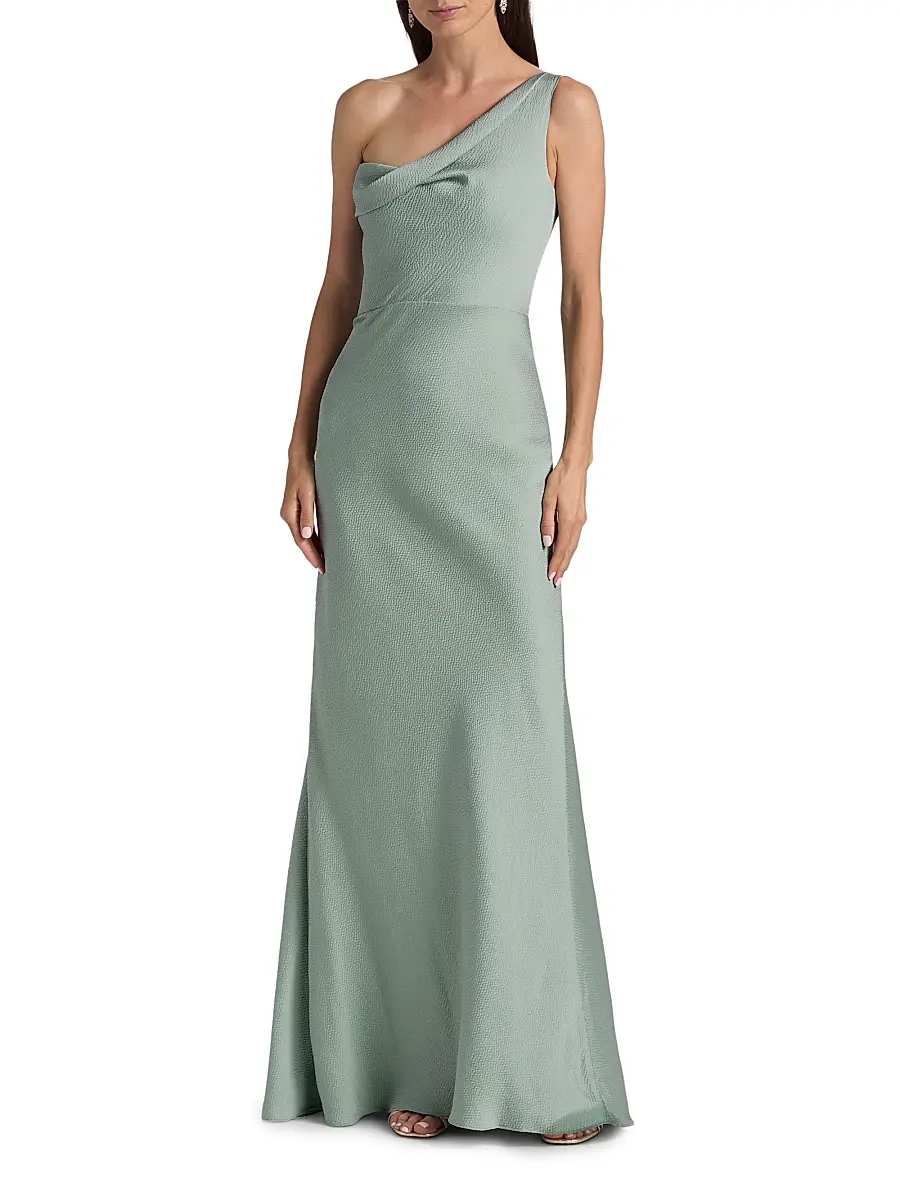 Amsale Women's Hammered Satin One-Shoulder Gown | Thumbnail 3 Amsale Women's Hammered Satin One-Shoulder Gown | Thumbnail 3