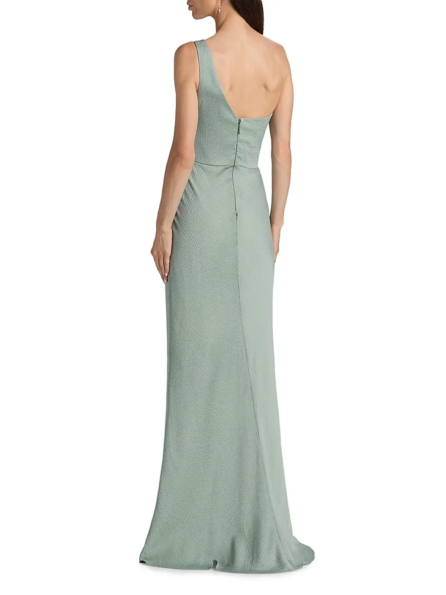 Amsale Women's Hammered Satin One-Shoulder Gown | Thumbnail 5 Amsale Women's Hammered Satin One-Shoulder Gown | Thumbnail 5