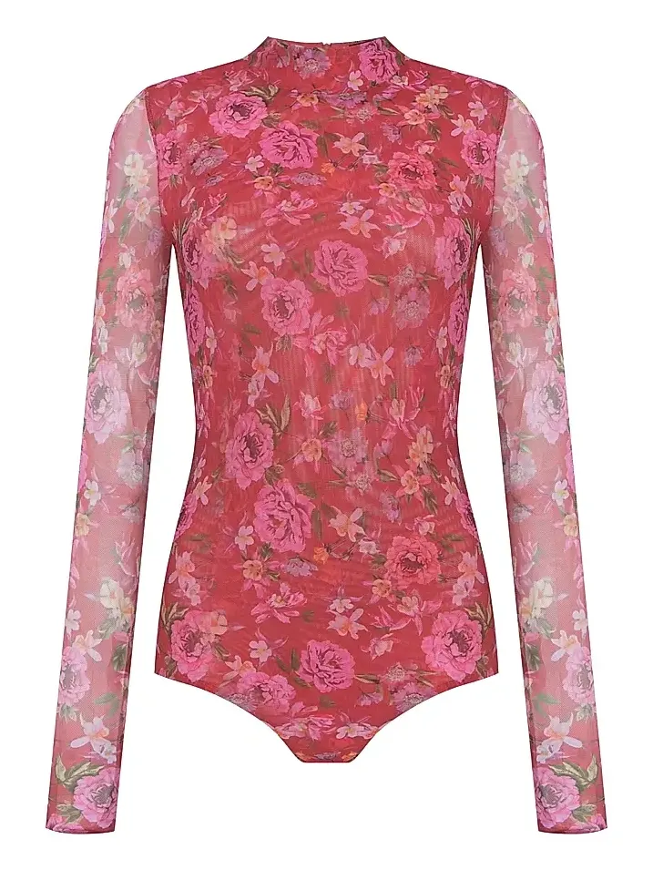 Women's Peony Floral Mesh Bodysuit Women's Peony Floral Mesh Bodysuit