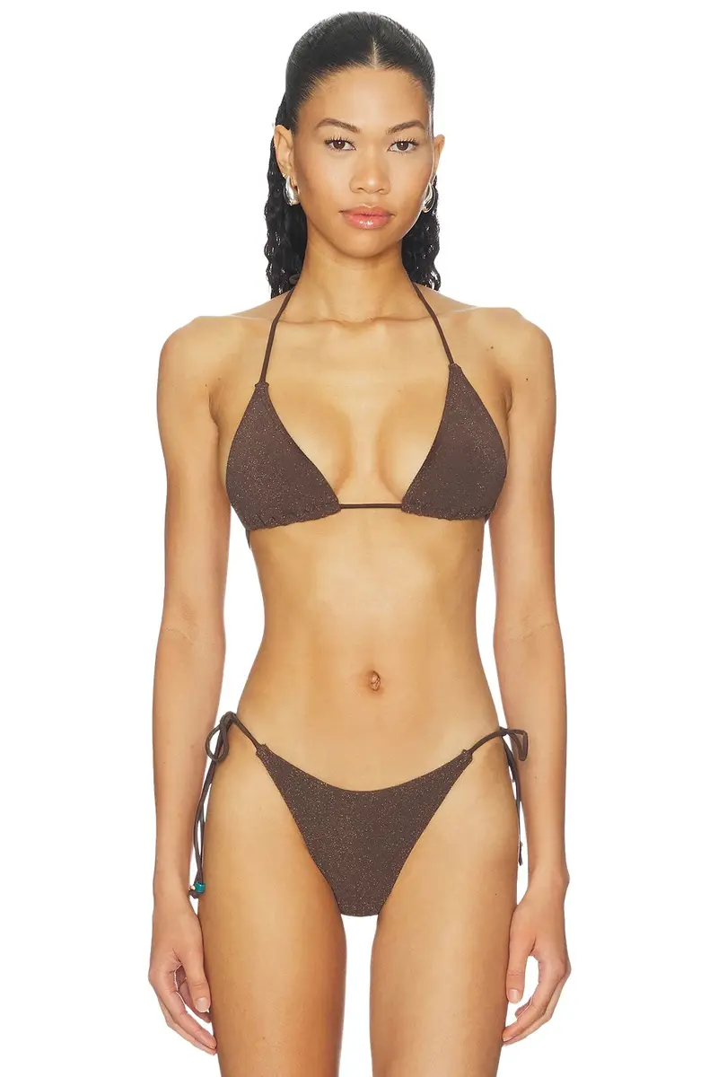 Bond-Eye Beaded Ingrid Triangle Bikini Top