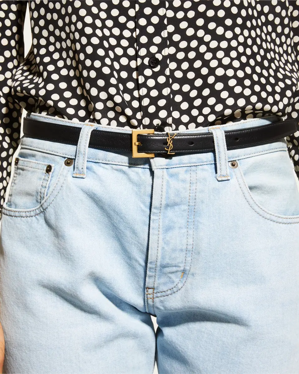 Saint Laurent YSL Monogram Leather Belt | Thumbnail 2
