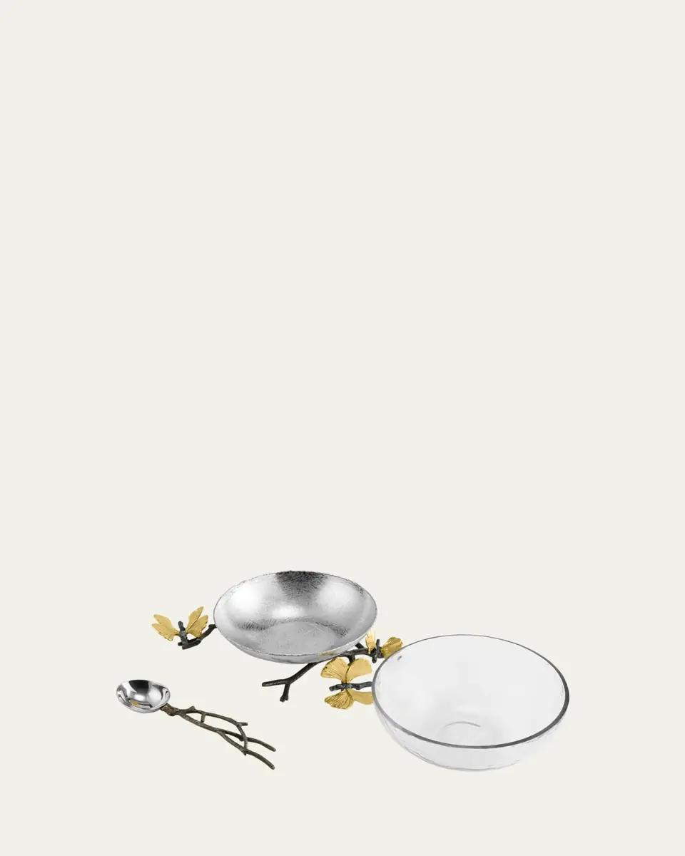 Michael Aram Butterfly Ginkgo Glass Nut Dish with Spoon | Thumbnail 3