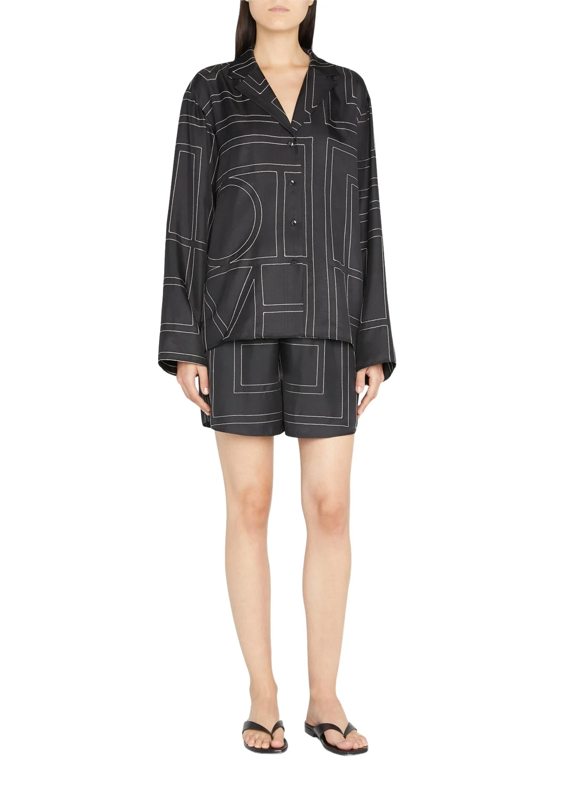 TOTEME Monogram Silk Twill PJ Shorts