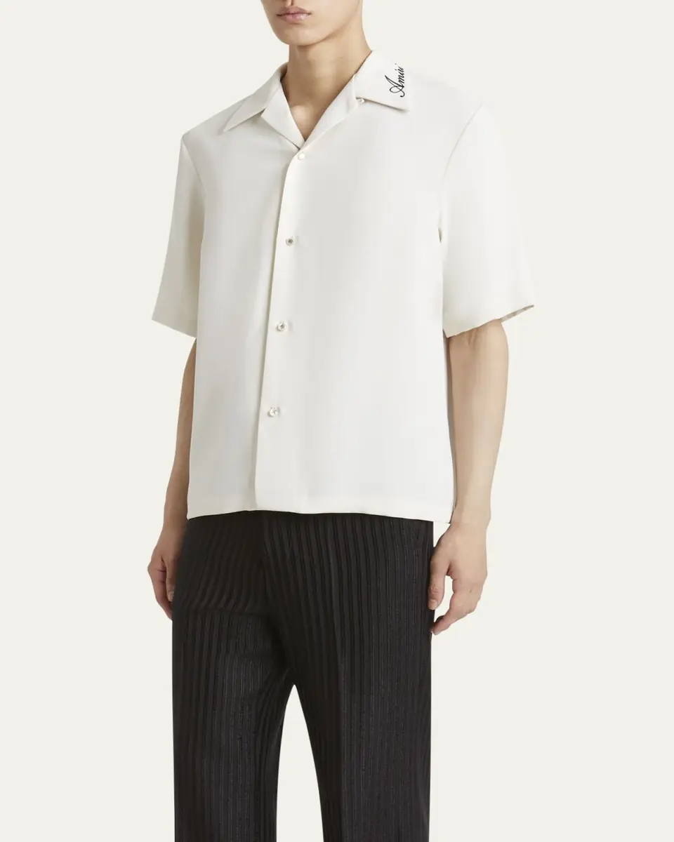 AMIRI Men's Brushed Polyester Camp Shirt | Thumbnail 4 AMIRI Men's Brushed Polyester Camp Shirt | Thumbnail 4