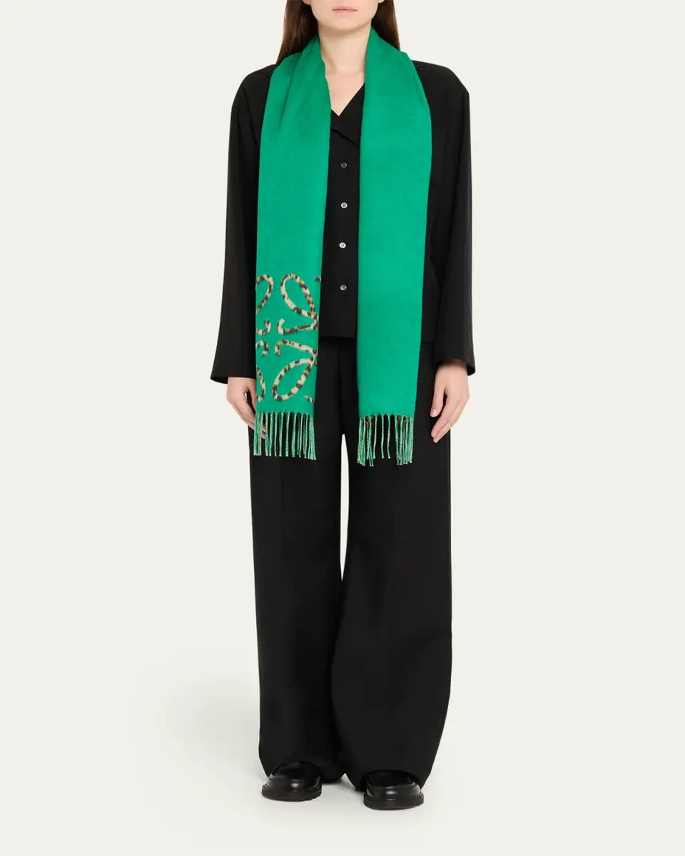 Loewe Anagram Leopard-Print Cashmere Scarf | Thumbnail 2 Loewe Anagram Leopard-Print Cashmere Scarf | Thumbnail 2