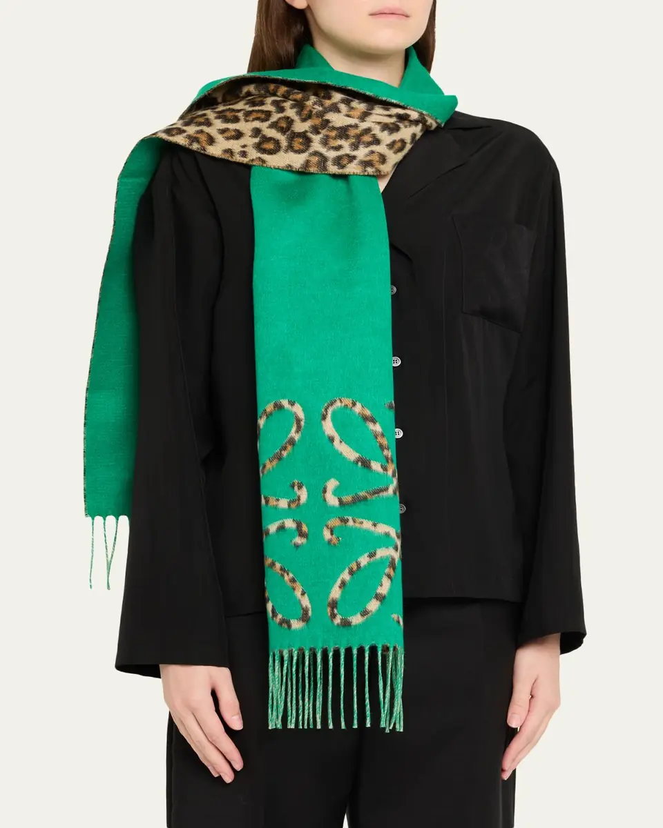 Loewe Anagram Leopard-Print Cashmere Scarf | Thumbnail 3 Loewe Anagram Leopard-Print Cashmere Scarf | Thumbnail 3