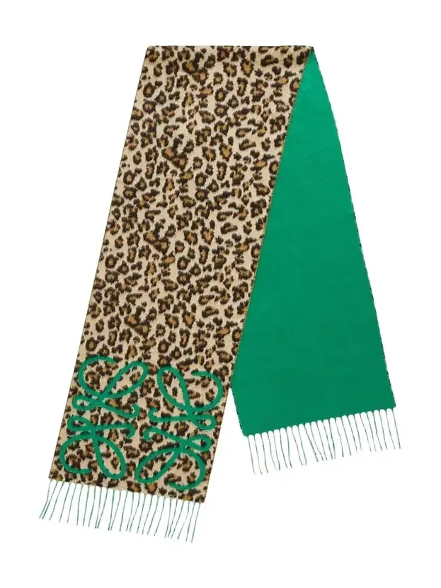 Anagram Leopard-Print Cashmere Scarf