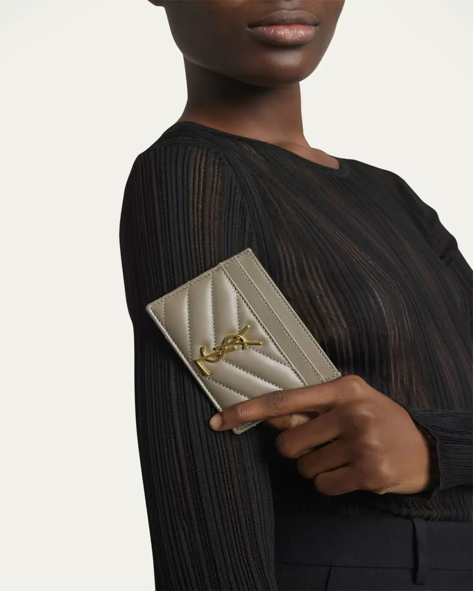 Saint Laurent Cassandre YSL Monogram Card Case in Quilted Smooth Leather | Thumbnail 2 Saint Laurent Cassandre YSL Monogram Card Case in Quilted Smooth Leather | Thumbnail 2