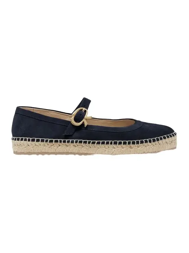 Suede Mary Jane Ballerina Espadrilles