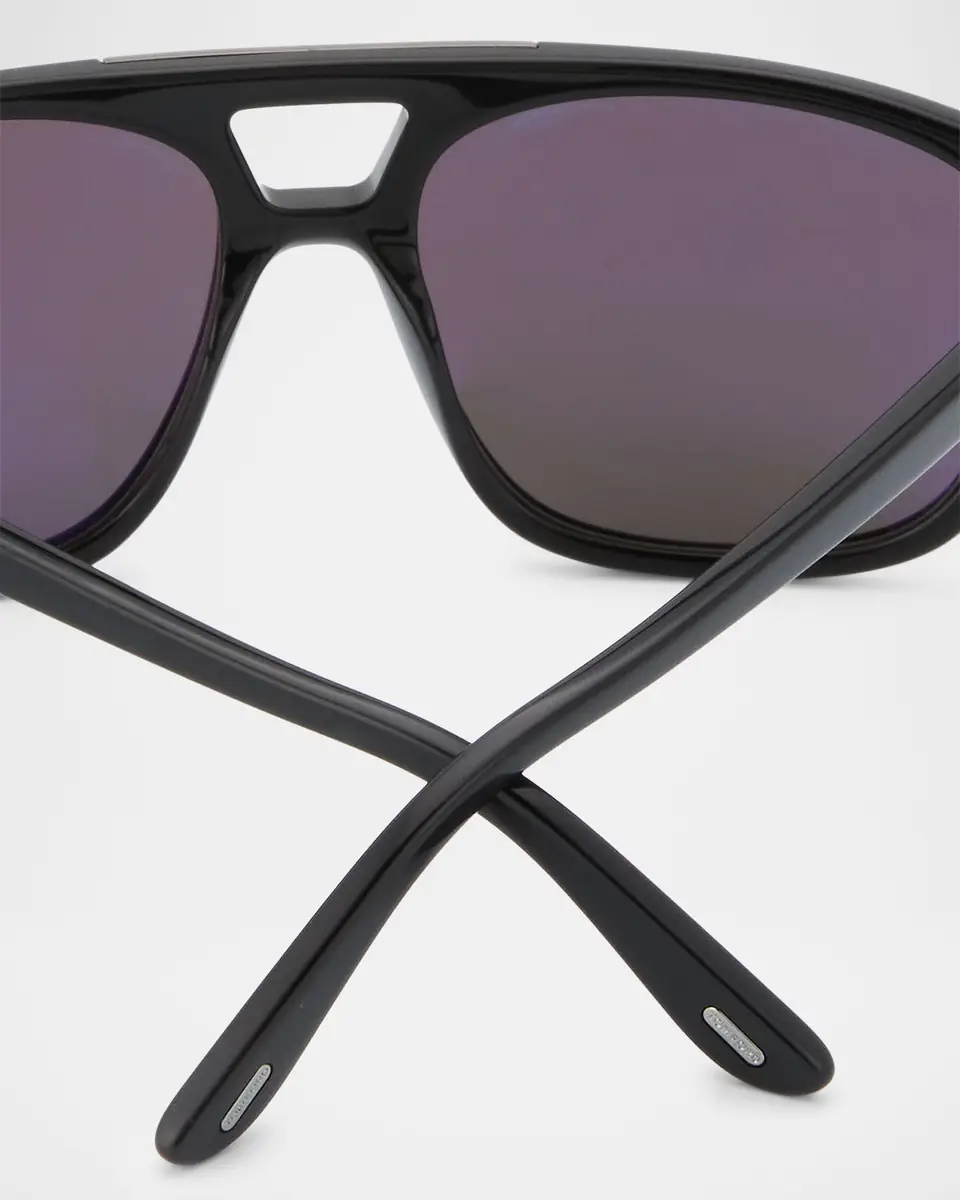 Tom Ford Men's Penn Double-Bridge Acetate Square Sunglasses | Thumbnail 3