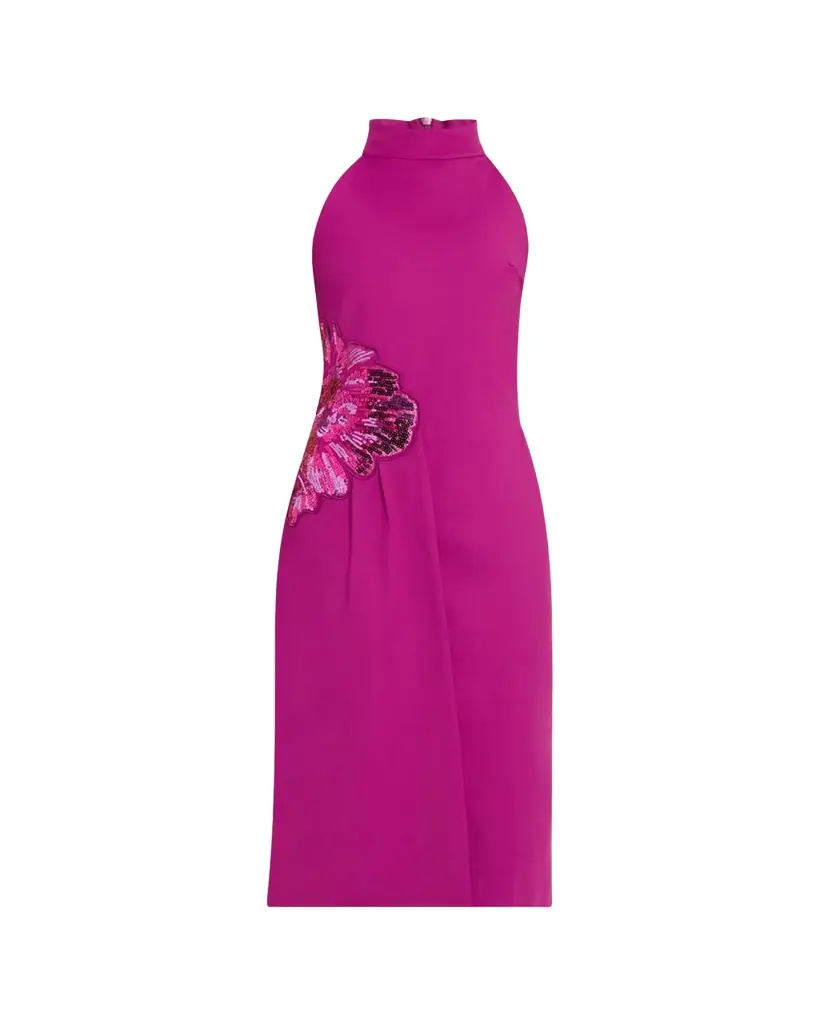Chiara Boni La Petite Robe Sequin Floral Applique Halter Midi Dress | Image 1 Chiara Boni La Petite Robe Sequin Floral Applique Halter Midi Dress | Image 1