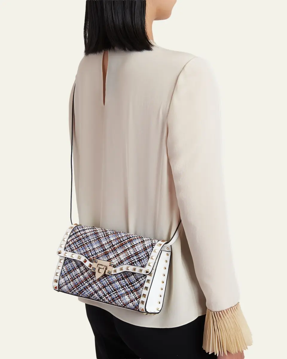 Valentino Garavani Small Woven Leather-Trim Rockstud Crossbody Bag | Thumbnail 2 Valentino Garavani Small Woven Leather-Trim Rockstud Crossbody Bag | Thumbnail 2