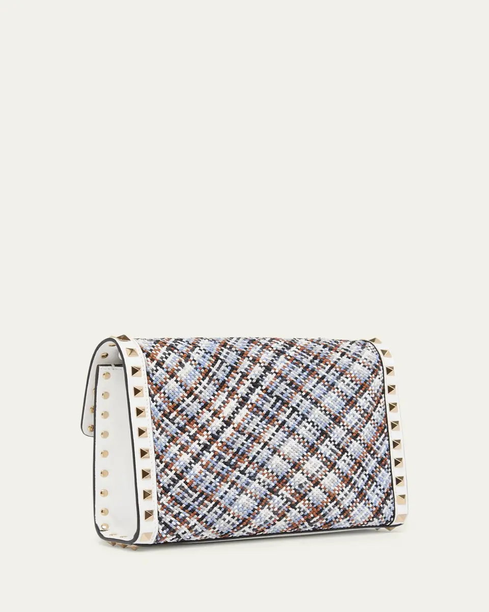 Valentino Garavani Small Woven Leather-Trim Rockstud Crossbody Bag | Thumbnail 3 Valentino Garavani Small Woven Leather-Trim Rockstud Crossbody Bag | Thumbnail 3