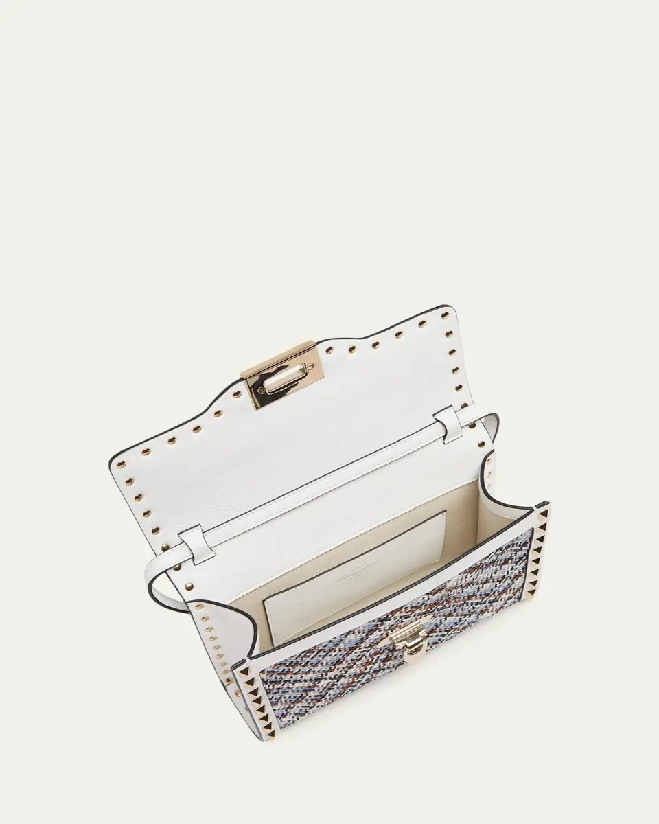 Valentino Garavani Small Woven Leather-Trim Rockstud Crossbody Bag | Thumbnail 4 Valentino Garavani Small Woven Leather-Trim Rockstud Crossbody Bag | Thumbnail 4
