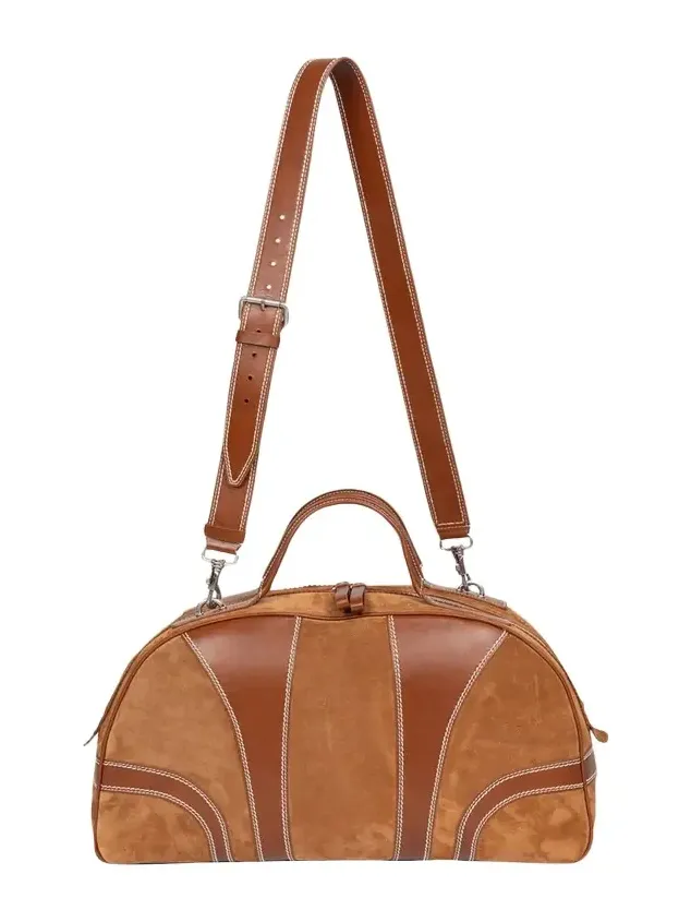 Men's Suede and Leather Duffel Crossbody Bag