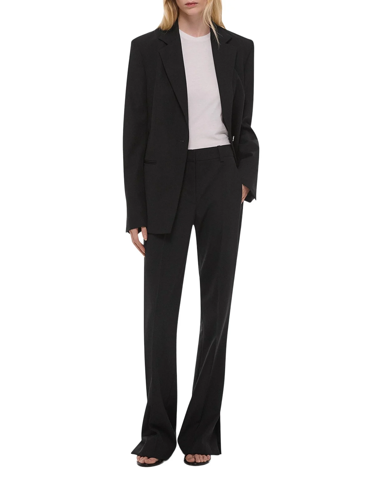 Vented Wool Bootcut Pants