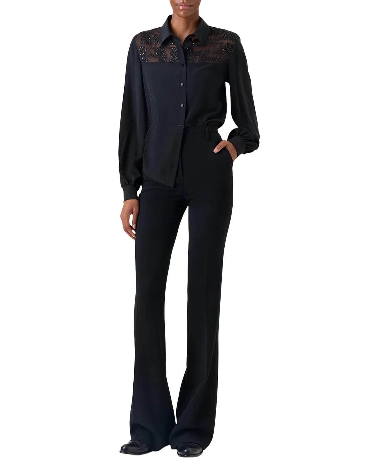 Sequin Embellished Silk Crepe Blouse Sequin Embellished Silk Crepe Blouse