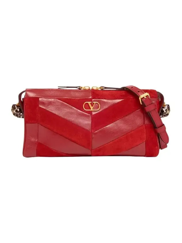 Panthea Small Patchwork Chevron Shoulder Bag