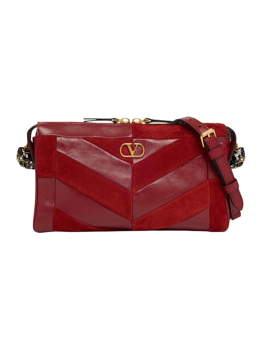 Valentino Garavani Panthea Small Patchwork Chevron Shoulder Bag