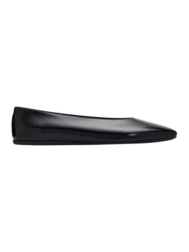 Brushed Leather Ballerina Flats