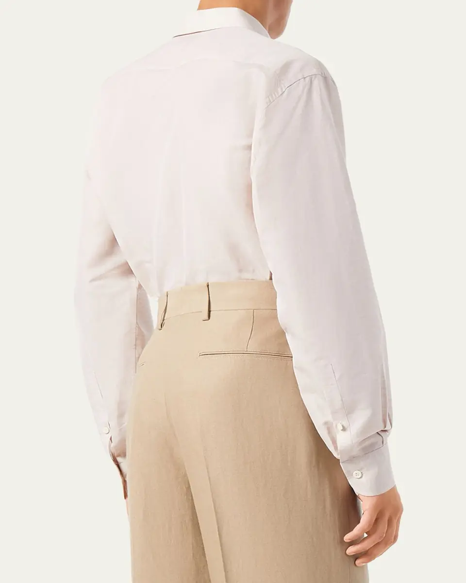 Loro Piana Men's Franco Linen and Cotton Sport Shirt | Thumbnail 3 Loro Piana Men's Franco Linen and Cotton Sport Shirt | Thumbnail 3