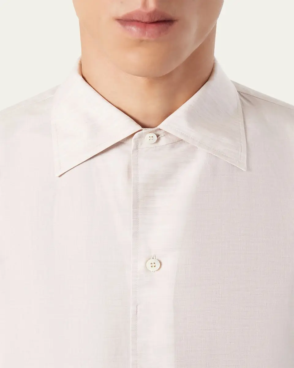 Loro Piana Men's Franco Linen and Cotton Sport Shirt | Thumbnail 5 Loro Piana Men's Franco Linen and Cotton Sport Shirt | Thumbnail 5