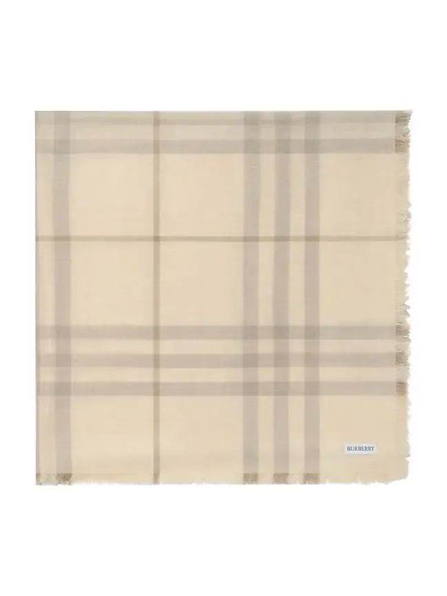 Wide Reversible Check Wool Silk Scarf Wide Reversible Check Wool Silk Scarf