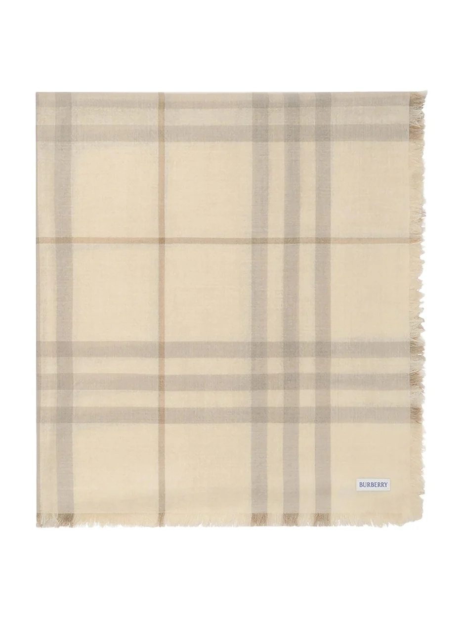 Burberry Wide Reversible Check Wool Silk Scarf