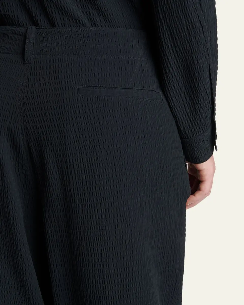Giorgio Armani Men's Seersucker Wide-Leg Trousers | Thumbnail 5 Giorgio Armani Men's Seersucker Wide-Leg Trousers | Thumbnail 5