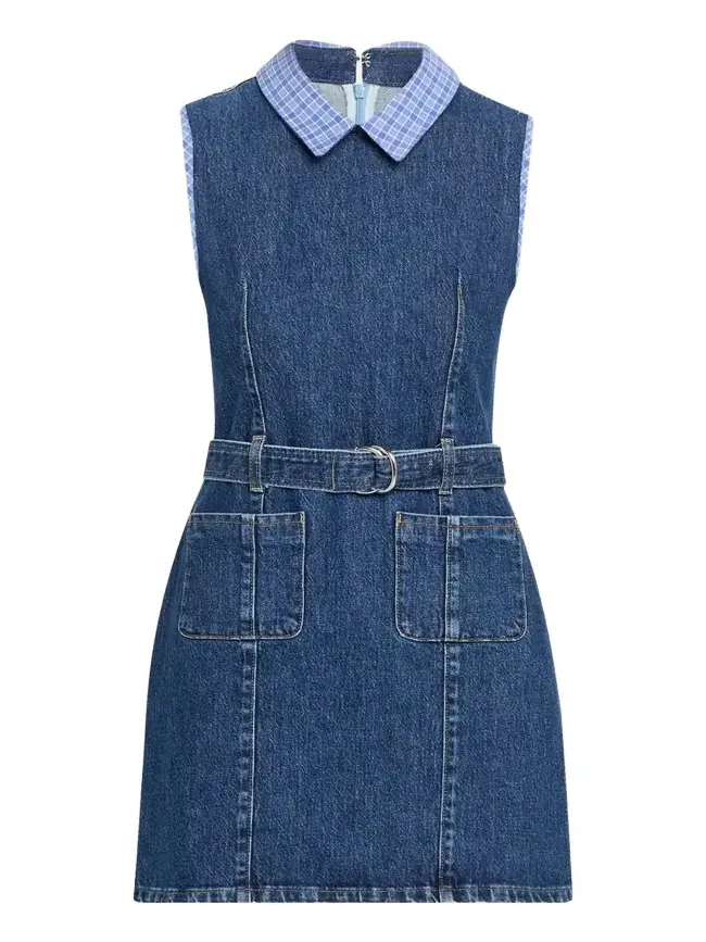 Kyra Sleeveless Belted Denim Mini Dress