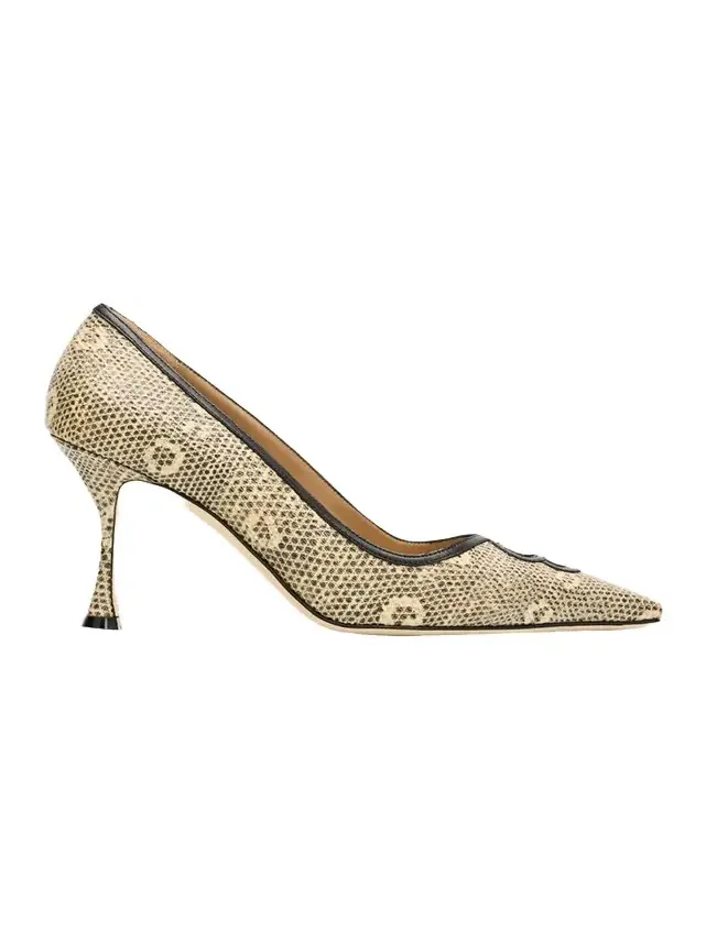 Manolo Blahnik 90mm Berry Snake-Embossed Leather Pumps