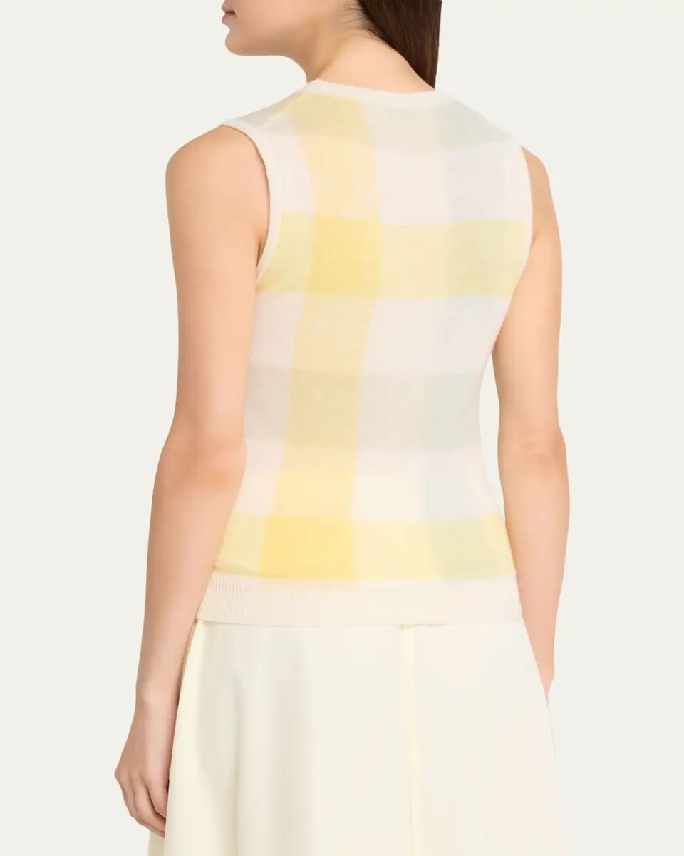 Vince Plaid Crewneck Sleeveless Top | Thumbnail 3 Vince Plaid Crewneck Sleeveless Top | Thumbnail 3
