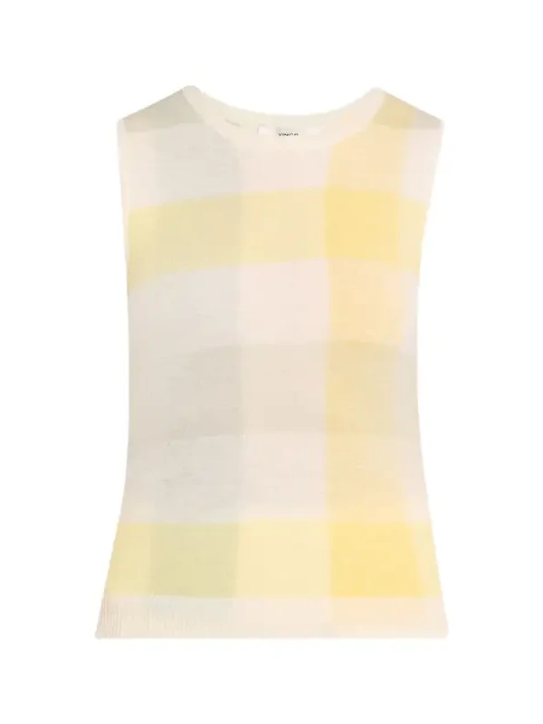 Plaid Crewneck Sleeveless Top Plaid Crewneck Sleeveless Top