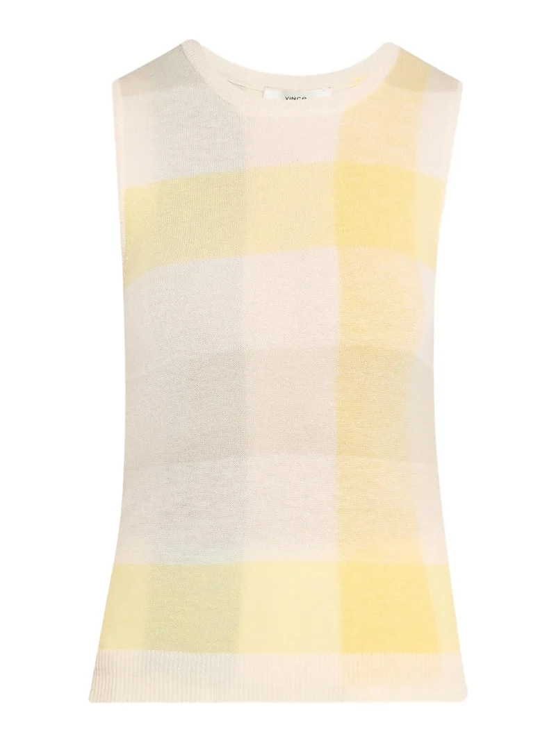 Plaid Crewneck Sleeveless Top