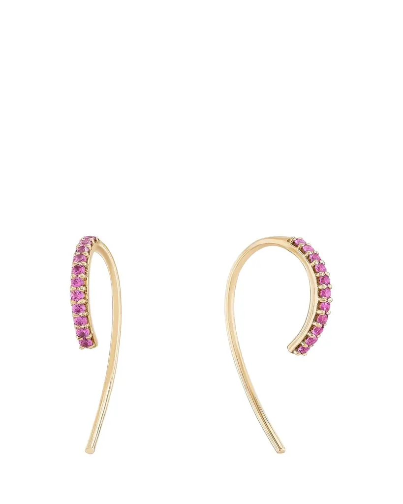 Lana Mini Pink Sapphire Hooked on Hoop Earrings, 15mm | Image 1 Lana Mini Pink Sapphire Hooked on Hoop Earrings, 15mm | Image 1