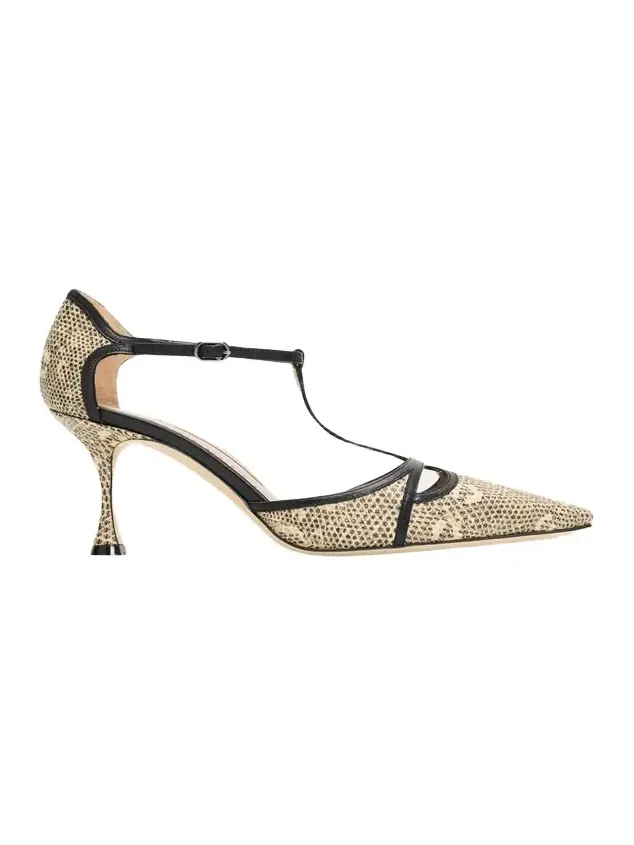 Manolo Blahnik 70mm Gish Snake-Embossed Leather Pumps