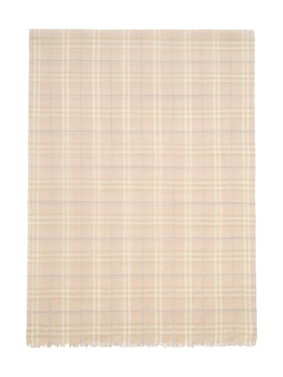 Sequined Check Wool Silk-Blend Scarf