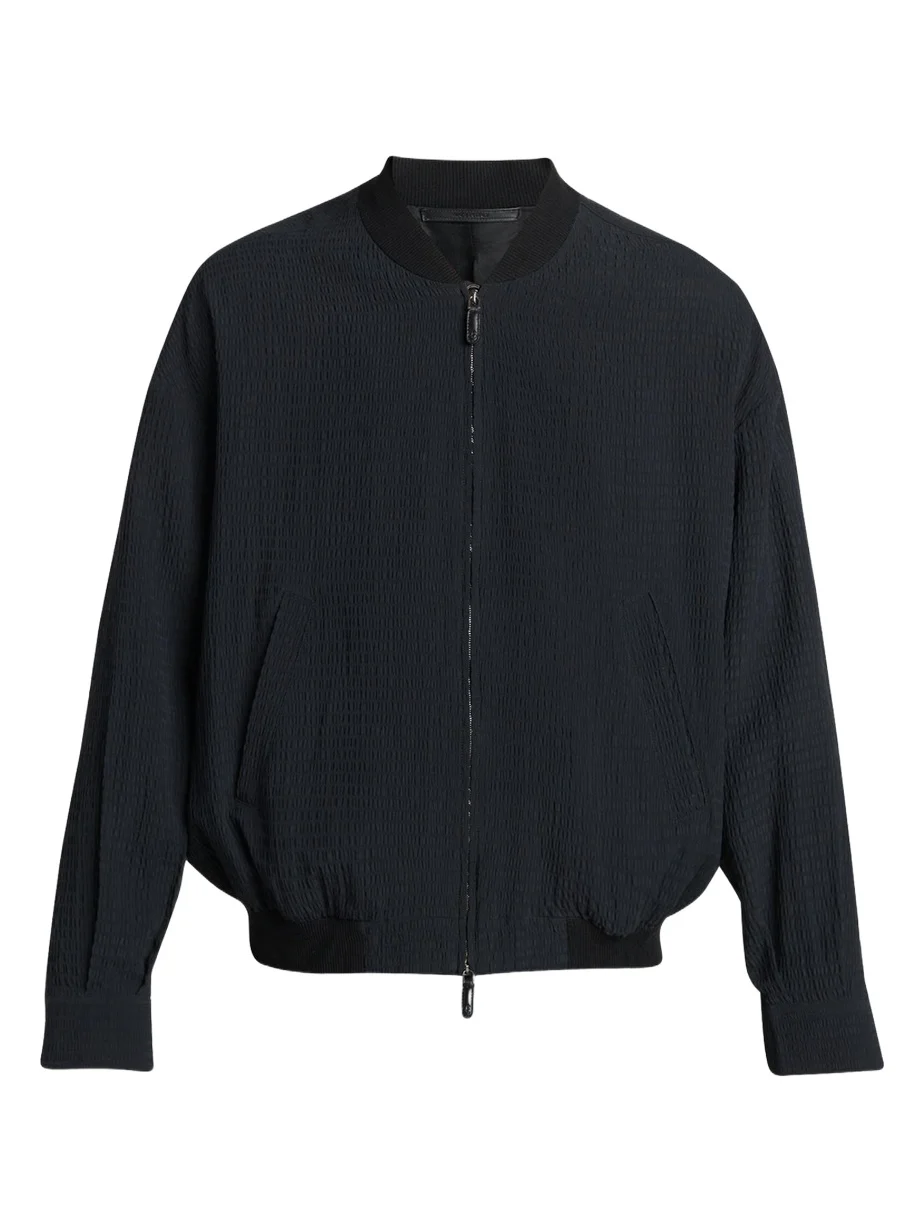 Giorgio Armani Men's Seersucker Full-Zip Bomber Jacket
