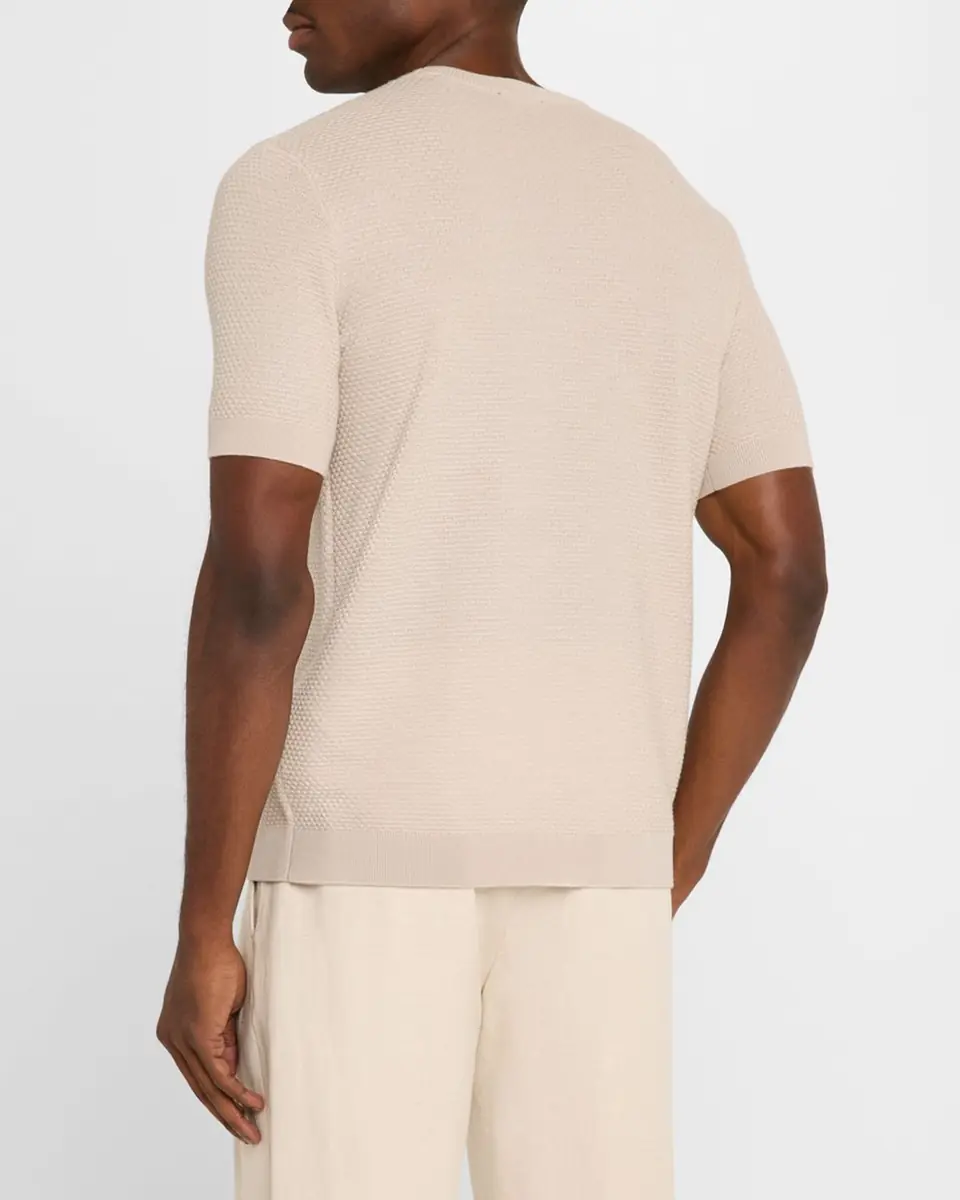 Emporio Armani Men's Textured Wool Short-Sleeve Crewneck Sweater | Thumbnail 2