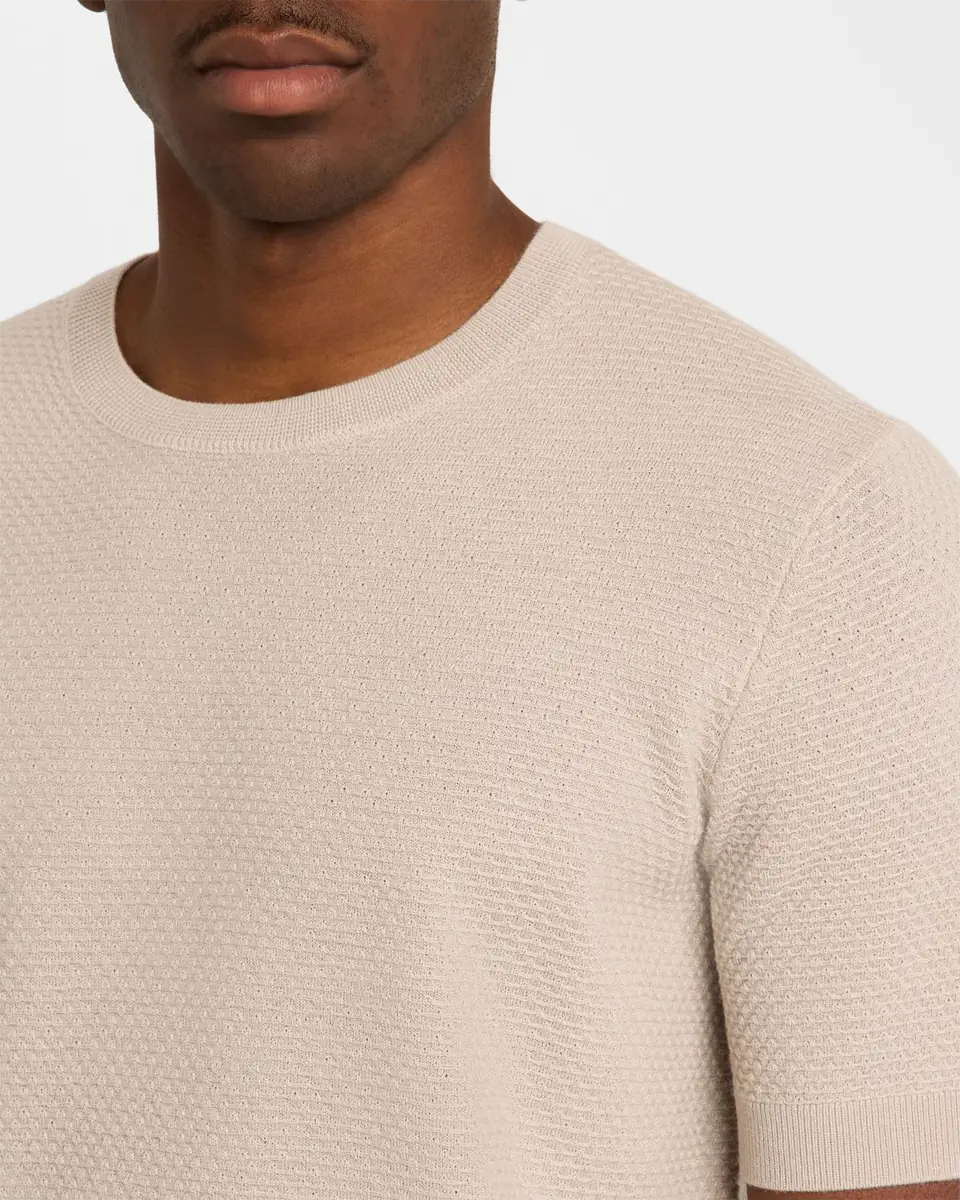 Emporio Armani Men's Textured Wool Short-Sleeve Crewneck Sweater | Thumbnail 4