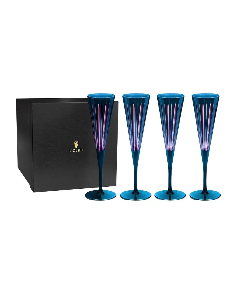 L'Objet Prism 6 oz. Champagne Flutes, Set of 4