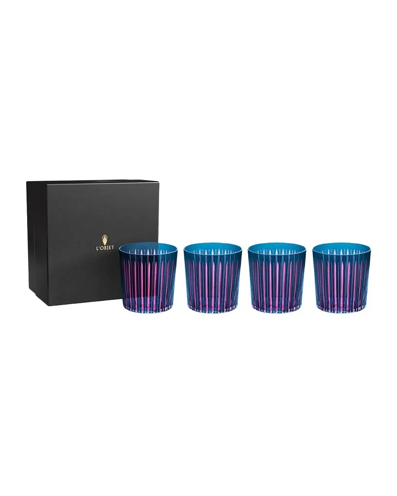 L'Objet Prism 13 oz. Double Old-Fashioned Glasses, Set of 4