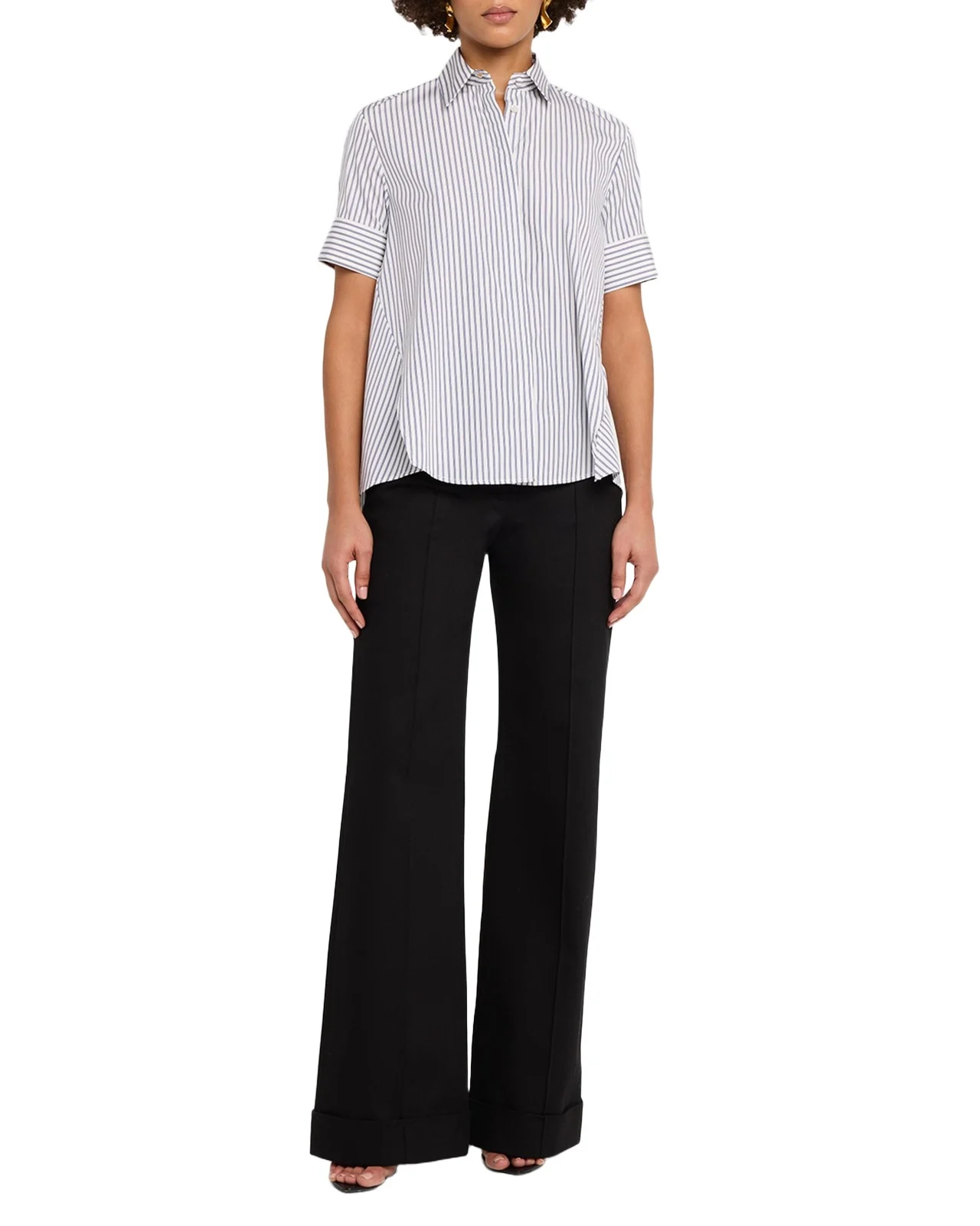 Charlie Striped Short-Sleeve Button-Down Top Charlie Striped Short-Sleeve Button-Down Top