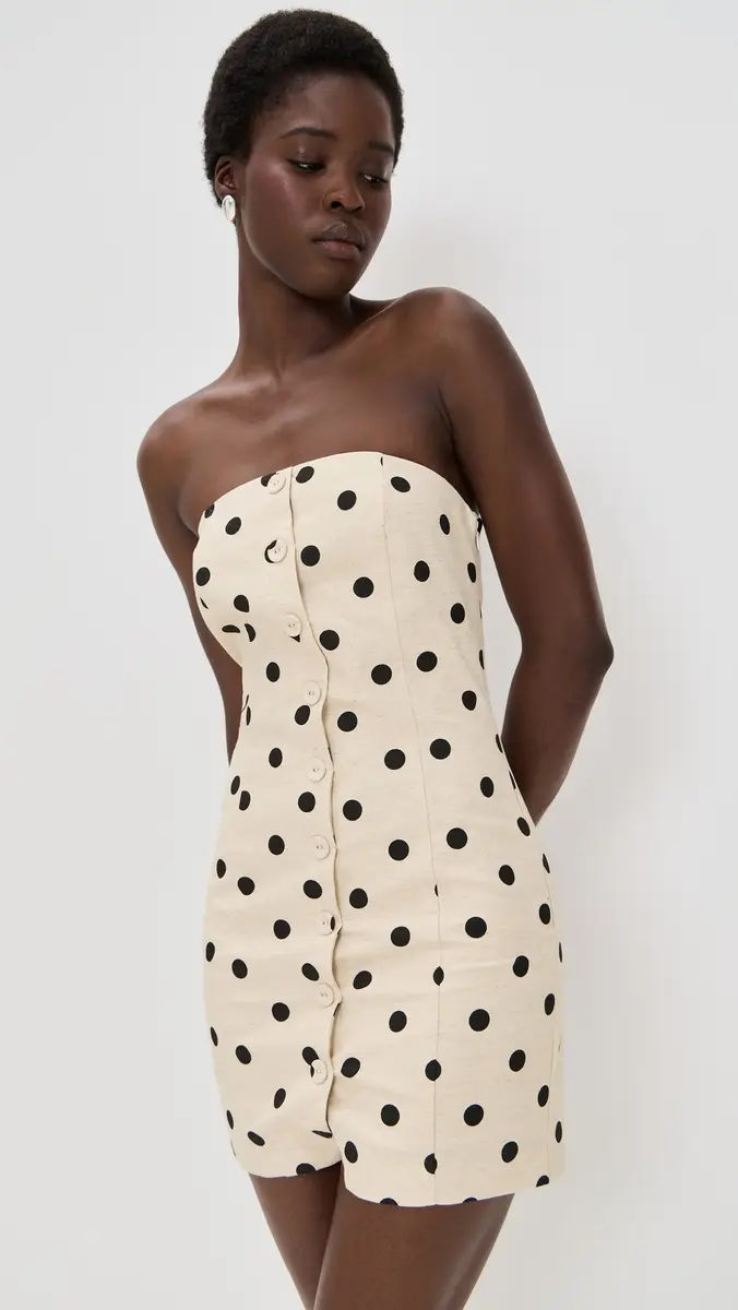 endless rose Polka Dot Linen Strapless Dress | Thumbnail 2 endless rose Polka Dot Linen Strapless Dress | Thumbnail 2