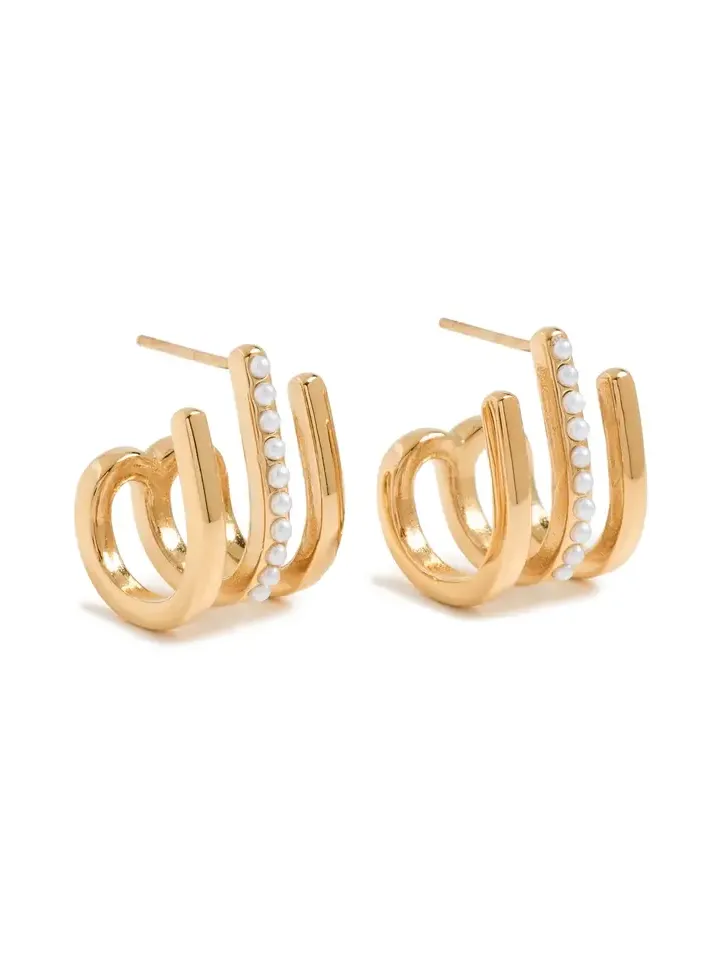 Gold Post Huggie Hoop Earrings