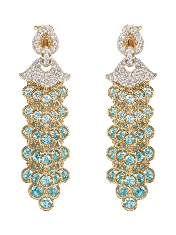 Pampilles 18kt gold drop earrings with diamonds and zircons Pampilles 18kt gold drop earrings with diamonds and zircons