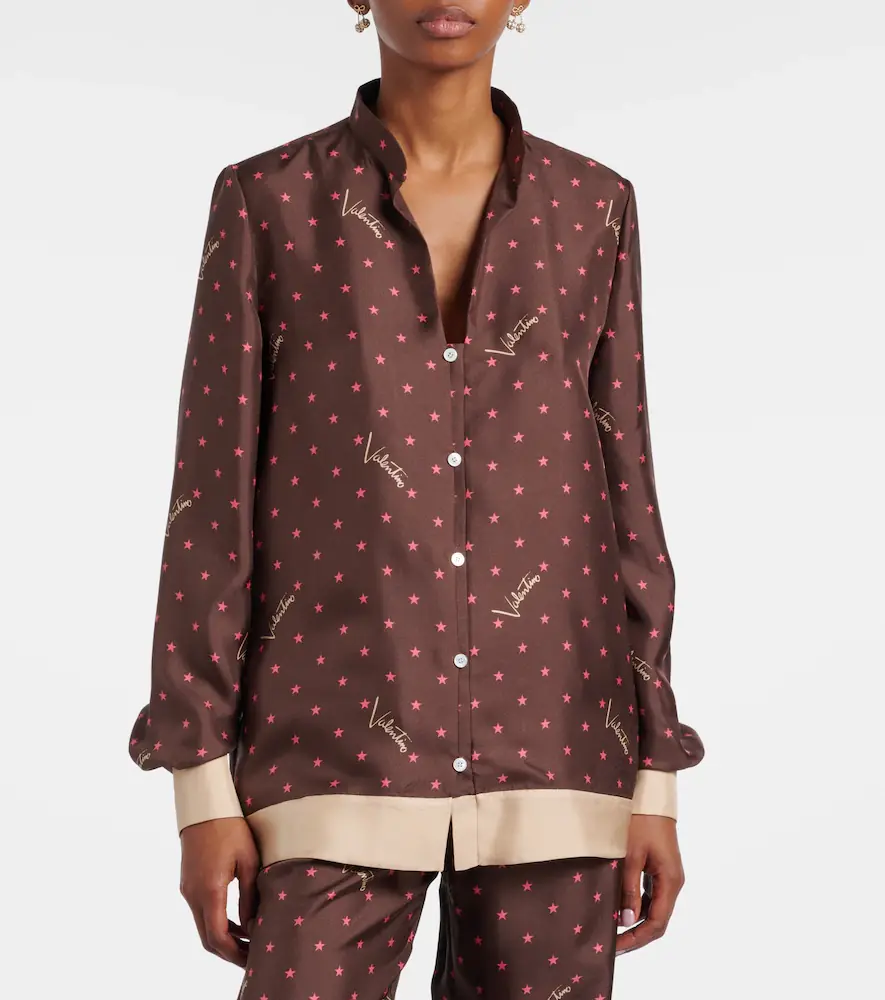 Valentino Garavani Printed silk twill pajama shirt | Thumbnail 2