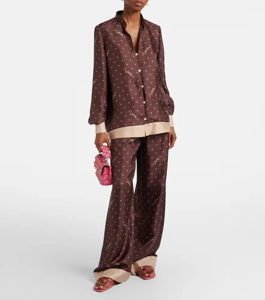 Valentino Garavani Printed silk twill pajama shirt | Thumbnail 6