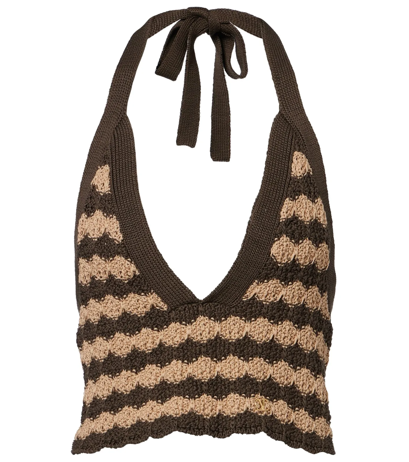Valentino Garavani Striped knitted cotton crop top