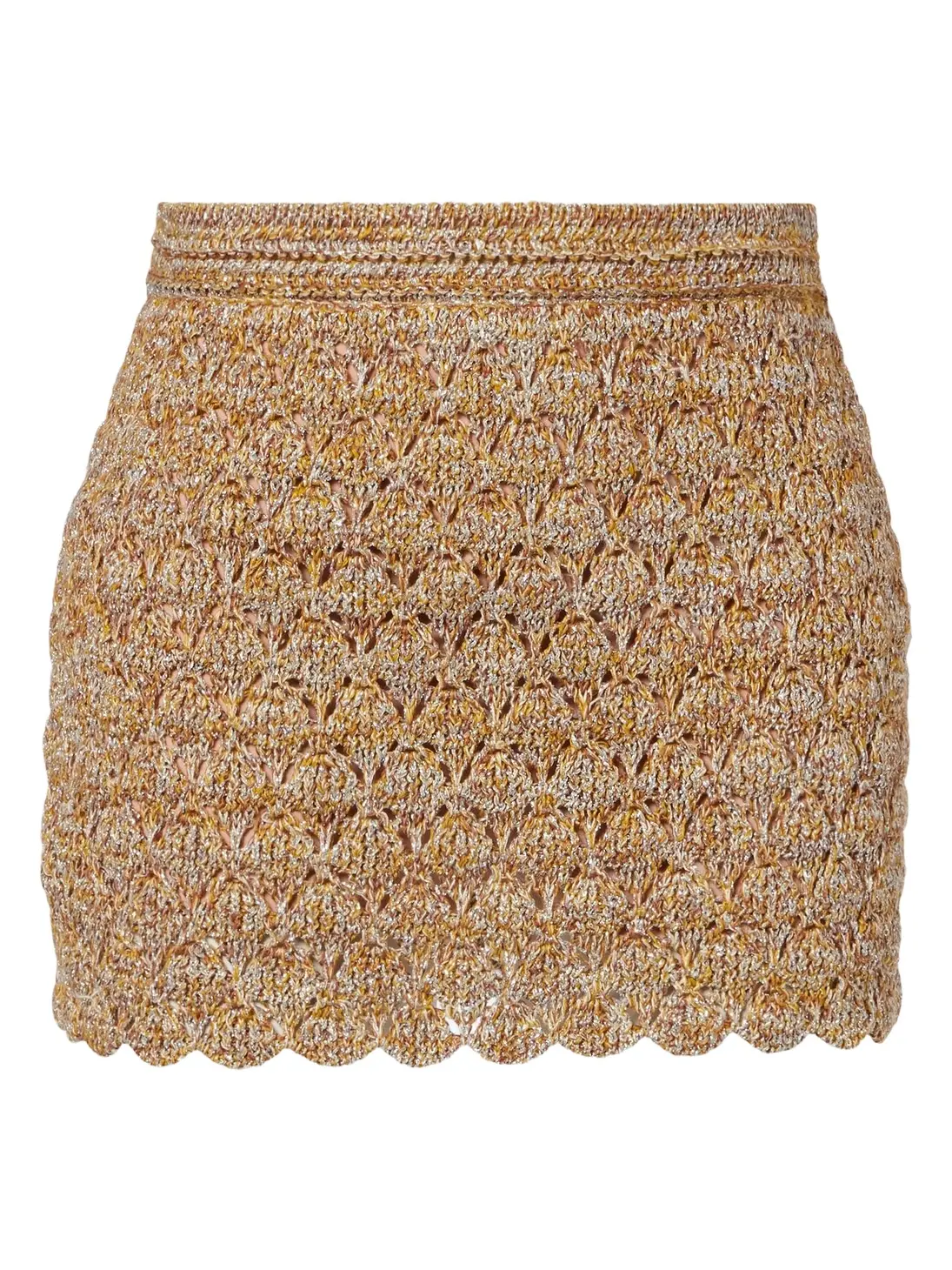 Open-knit linen-blend lamé miniskirt